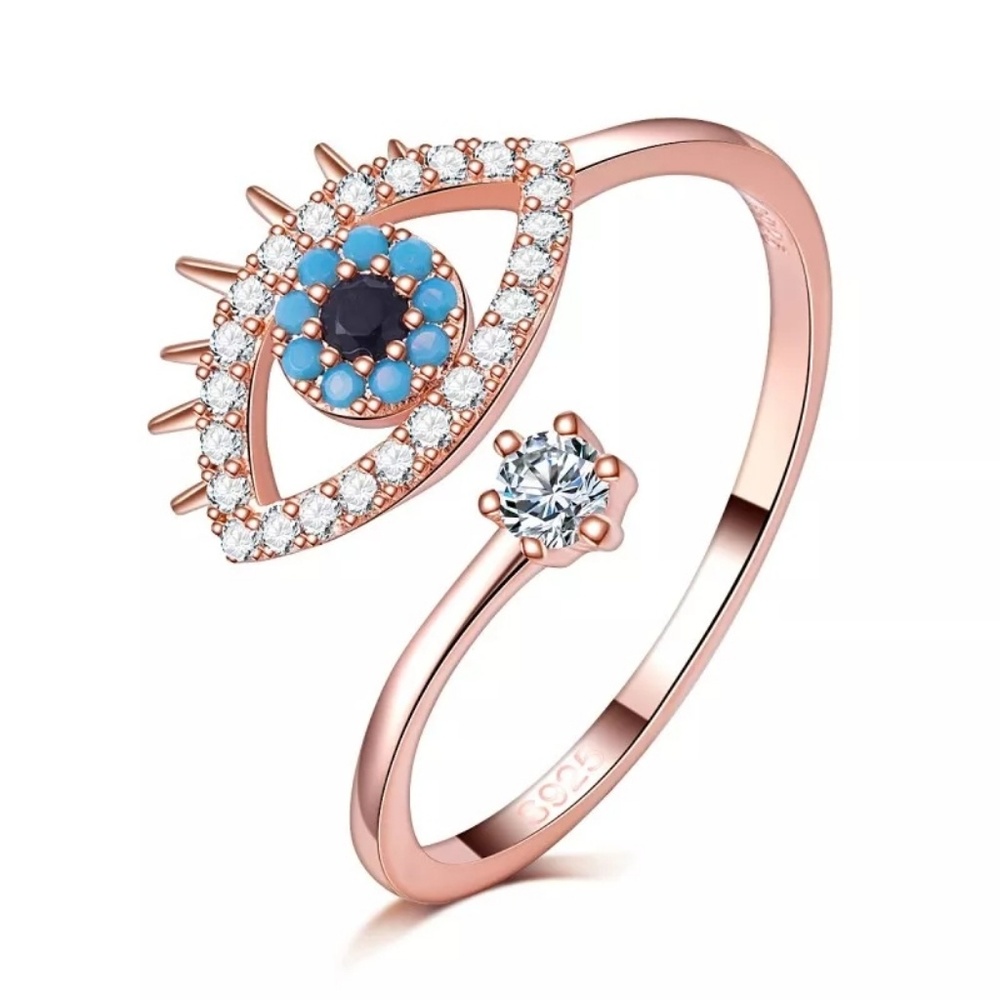 Rose Gold Couture - Blue All-Seeing Eye Ring